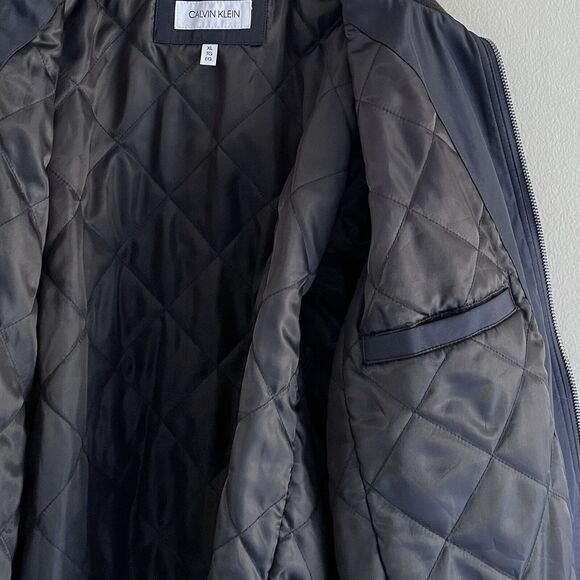 Calvin Klein Navy Blue Zip Up Jacket Men XL Classic Long Sleeve High Mock Neck - Picture 9 of 14